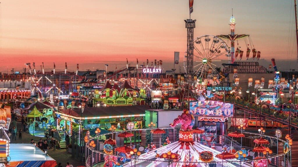 Arizona State Fair midway at night in Phoenix Arizona State Fair midway at night in Phoenix